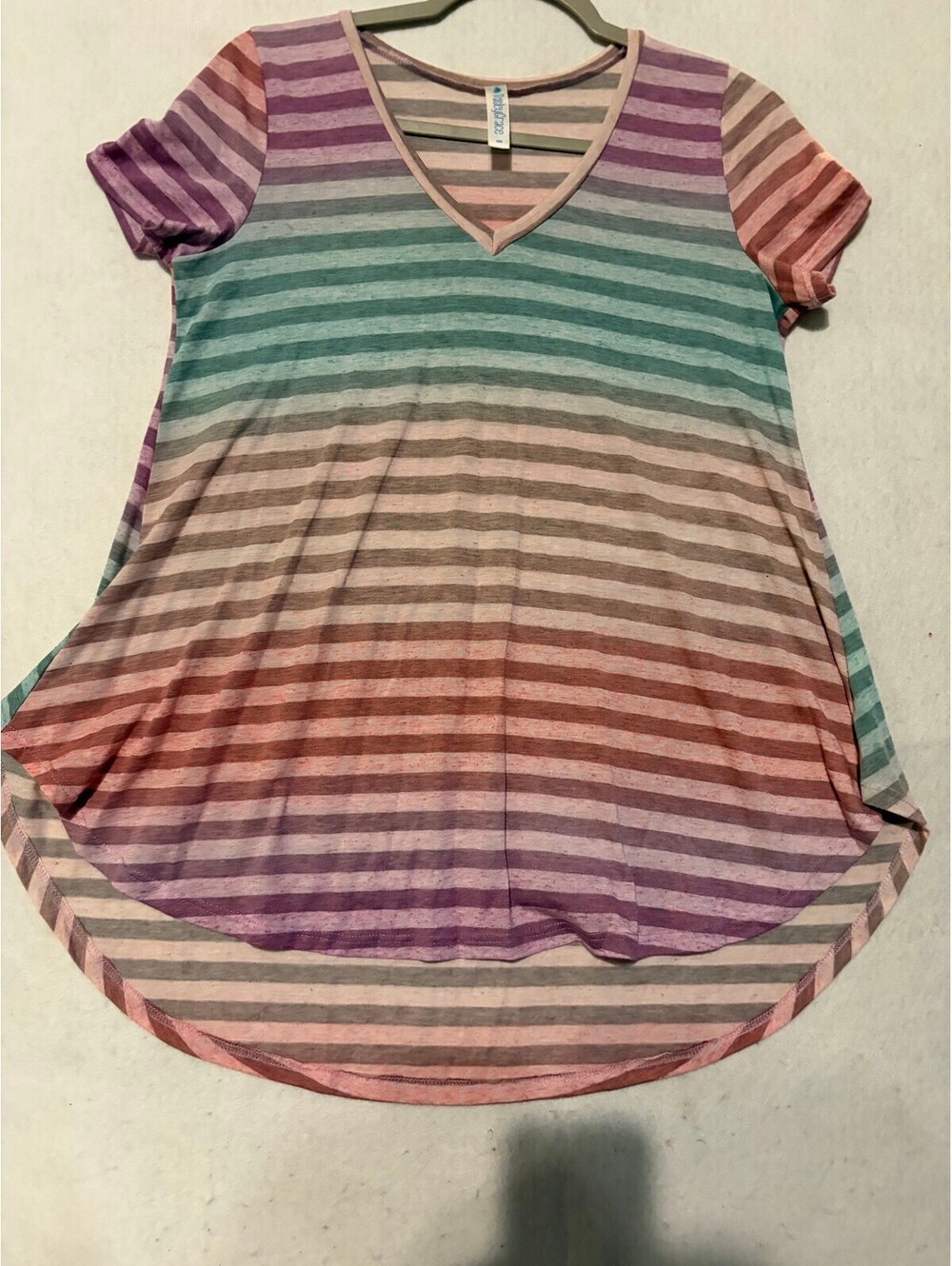 Paisley Grace Striped Short Sleeve V-Neck Tunic Top